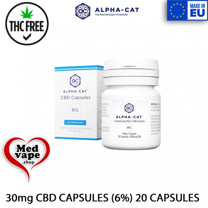 30mg CBD CAPSULES (6%) 20pc - ALPHA-CAT MEDVAPE